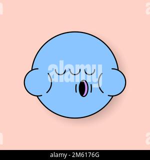 Funky blue monster frog emoji sticker vector Stock Vector