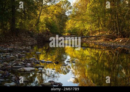 Autumn view of North Fork South Branch Potomac River,  Seneca Rocks, Pendleton County, West Virginia Stock Photo