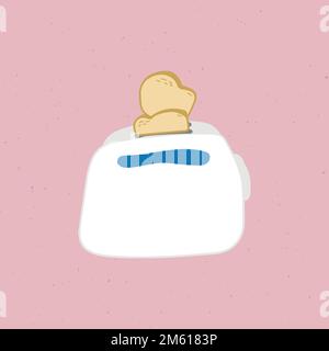 Toasts in a toaster doodle sticker vector Stock Vector