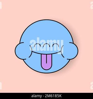 Funky blue monster frog emoji sticker vector Stock Vector