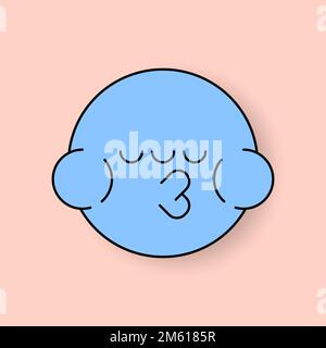 Funky blue monster frog emoji sticker vector Stock Vector