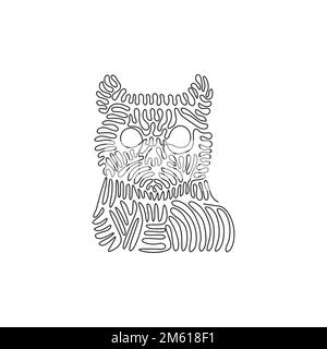 Single one curly line drawing of cute cat face abstract art. Continuous line drawing graphic design vector illustration of adorable cat Stock Vector