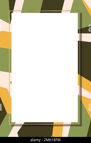 Retro green geometrical patterned frame vector Stock Vector