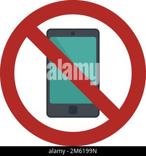 Restricted phone icon flat vector. Turn off smartphone. Silence mobile phone isolated Stock Vector