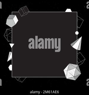 Gray geometric frame on black background vector Stock Vector