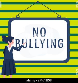 Sign displaying No Bullying. Business showcase stop aggressive behavior among children power imbalance Stock Photo