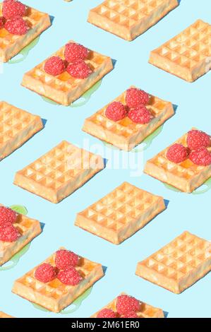 Raspberry seamless pattern isolated on blue background Stock Photo - Alamy