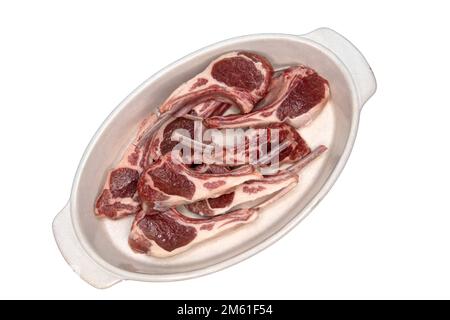 Raw lamb cutlet on white background Stock Photo