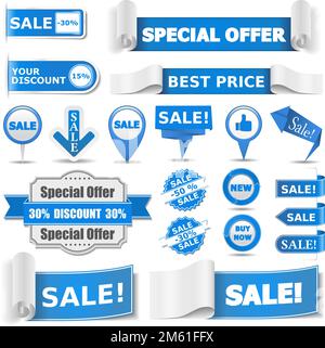 Blue sale banners, vector eps10 illustration Stock Vector