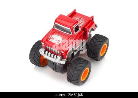 big truck toy color red isolated on white background. Stock Photo