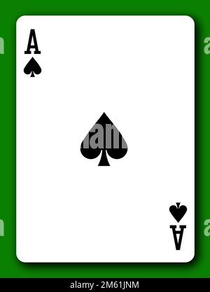 Ace of Spades playing card with clipping path and shadow 3d illustration Stock Photo