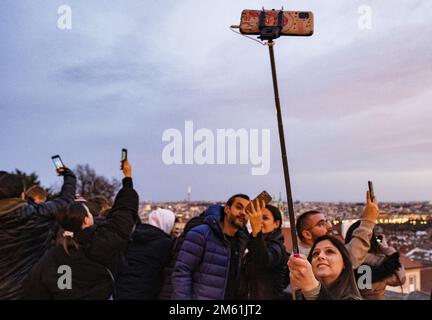 Tourists in Prague, Czech Republic, January 1, 2023. (CTK Photo/Roman Vondrous) Stock Photo