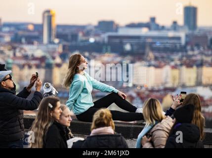 Tourists in Prague, Czech Republic, January 1, 2023. (CTK Photo/Roman Vondrous) Stock Photo