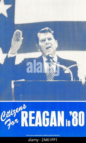 Ronald Reagan campaign poster - political - 1980. Lets make America great again Stock Photo