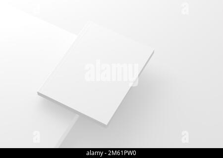 US Letter Softcover Book Cover White Blank Mockup Stock Photo