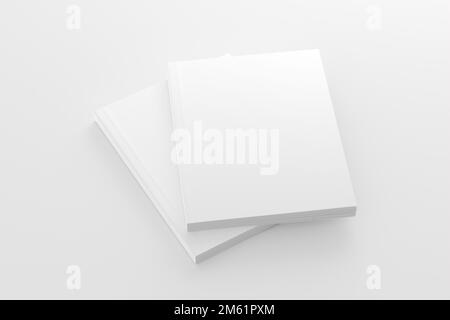 US Letter Softcover Book Cover White Blank Mockup Stock Photo