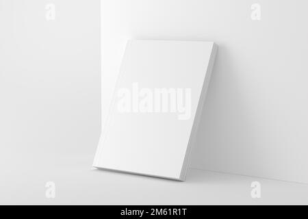 US Letter Softcover Book Cover White Blank Mockup Stock Photo