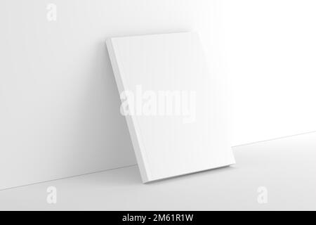 US Letter Softcover Book Cover White Blank Mockup Stock Photo