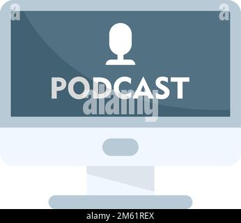 Computer podcast icon. Flat illustration of Computer podcast vector icon for web design isolated Stock Vector