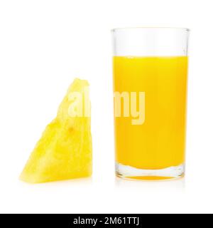 watermelon yellow slice and watermelon yellow juice and  isolated on white background. Stock Photo