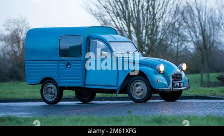 1974 blue Citroen 2CV van Stock Photo