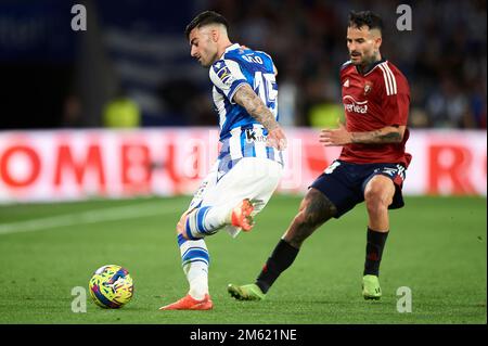 Diego Rico of Real Sociedad during the La Liga Santander match between Real Sociedad CF and CA Osasuna at Reale Arena Stadium on December 31, 2022, in Stock Photo