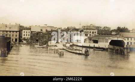 Alexandria Virginia about 1900,  Alexandria Virginia Waterfront 1906, Turn of the Century, Alexandria Virginia Historical Stock Photo