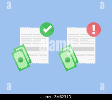 Cancel and approved payment icon logo design. Approved, failure money transaction. Approved, failure money transaction vector design and illustration. Stock Vector