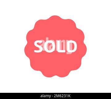 Sold Tag Red sticker icon design.  Deal Label. Discount tag, label, badge, sign for advertising campaign in retail vector design and illustration. Stock Vector