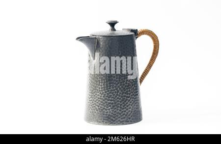 Textured gray teapot on a white background isolated. Stock Photo