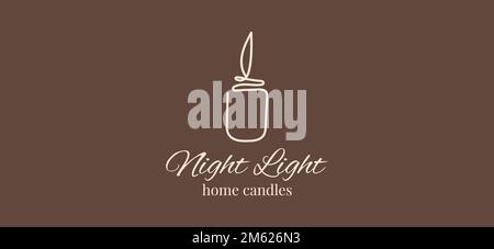 Trendy sketch banner with one line candle logo. Vector sketch illustration. Template design. Romantic background. Vector illustration Stock Vector