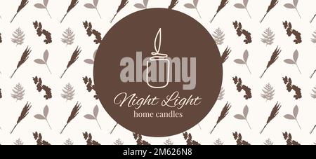 Trendy sketch banner with one line candle logo. Vector sketch illustration. Template design. Romantic background. Vector illustration Stock Vector