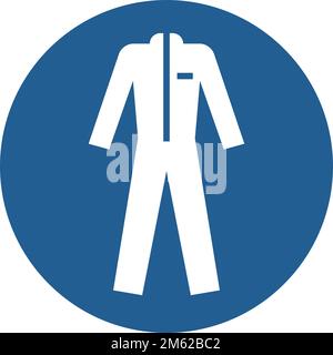 Industrial Worker With Safety Suit Mandatory Use Warning Sign Wear