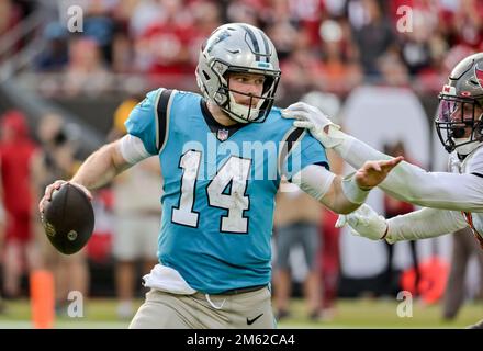 Tampa Bay Buccaneers outside linebacker Joe Tryon-Shoyinka (9) warms up  during a NFL football game against the Carolina Panthers, Sunday, January  9, 2022 in Tampa, Fla. (AP Photo/Alex Menendez Stock Photo - Alamy