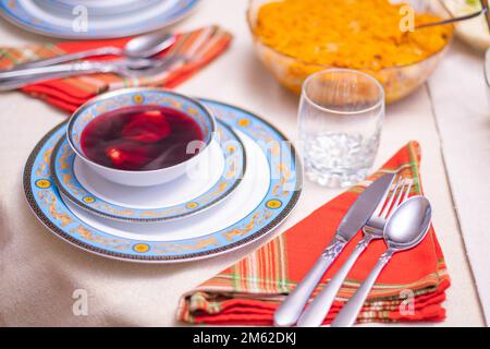 Traditional Polish food table set and decoration Stock Photo