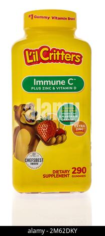 Winneconne, WI - 28 November 2022: A package of lil critters immune C supplement on an isolated background. Stock Photo