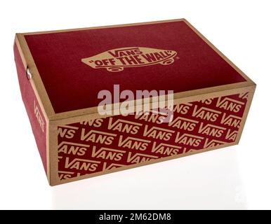 Winneconne, WI - 28 November 2022: A package of Vans off the wall shoebox on an isolated background. Stock Photo