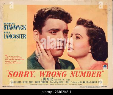 BURT LANCASTER, BARBARA STANWYCK, SORRY WRONG NUMBER, 1948 Stock Photo ...