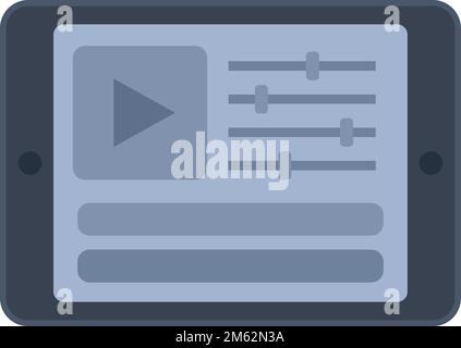 Tablet video edit icon flat vector. Film editor. Top camera isolated Stock Vector