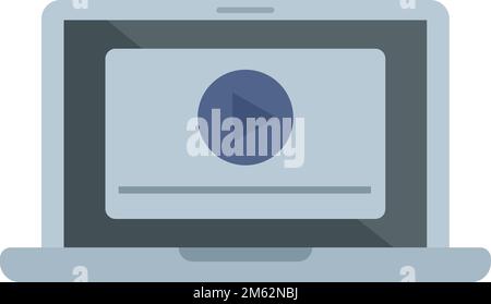Laptop video editing icon flat vector. Screen camera. Film editor isolated Stock Vector