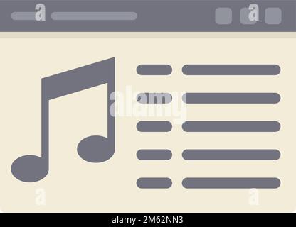 Web playlist icon flat vector. Play layout. Multimedia app isolated Stock Vector