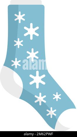 Snowflake sock icon flat vector. Cotton design. High sock isolated Stock Vector