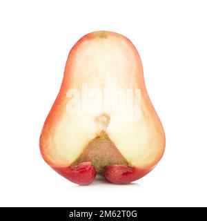 rose apple from thailand. half. slice. isolated on white background. Stock Photo