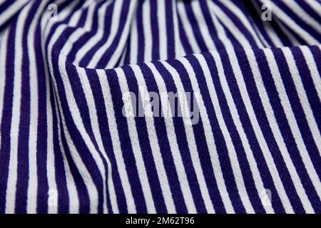Stripe fabric. Blue and white stripes fabric background texture. Stock Photo