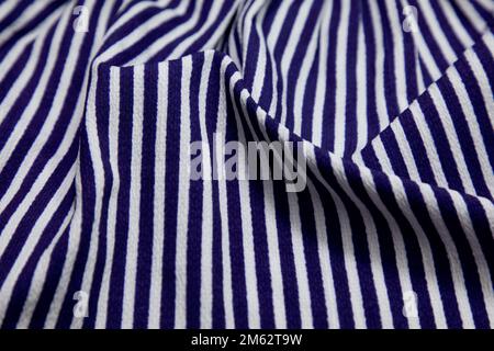Stripe fabric. Blue and white stripes fabric textile background texture. Stock Photo