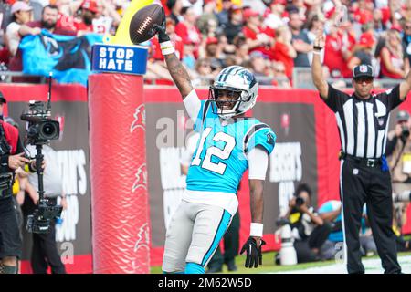 Carolina Panthers wide receiver Shi Smith (12) grabs a reception over ...