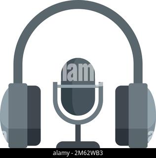 Stream mic headphone icon flat vector. Live video. Online stream isolated Stock Vector
