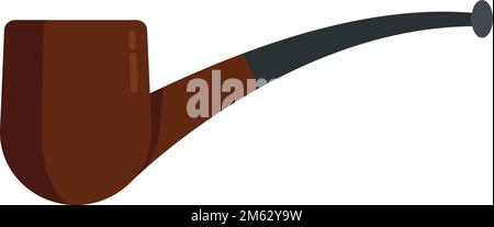 Smoking pipe icon flat vector. Smoke tobacco. Old wood isolated Stock Vector