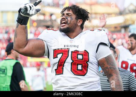 Tampa Bay Buccaneers offensive tackle Tristan Wirfs (78) on the sideline  during an NFL football game against the Carolina Panthers, Sunday, Dec. 26,  2021, in Charlotte, N.C. (AP Photo/Brian Westerholt Stock Photo - Alamy