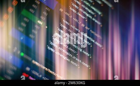 Programming code on computer screen. Software development. Writing program code on computer. Stock Photo